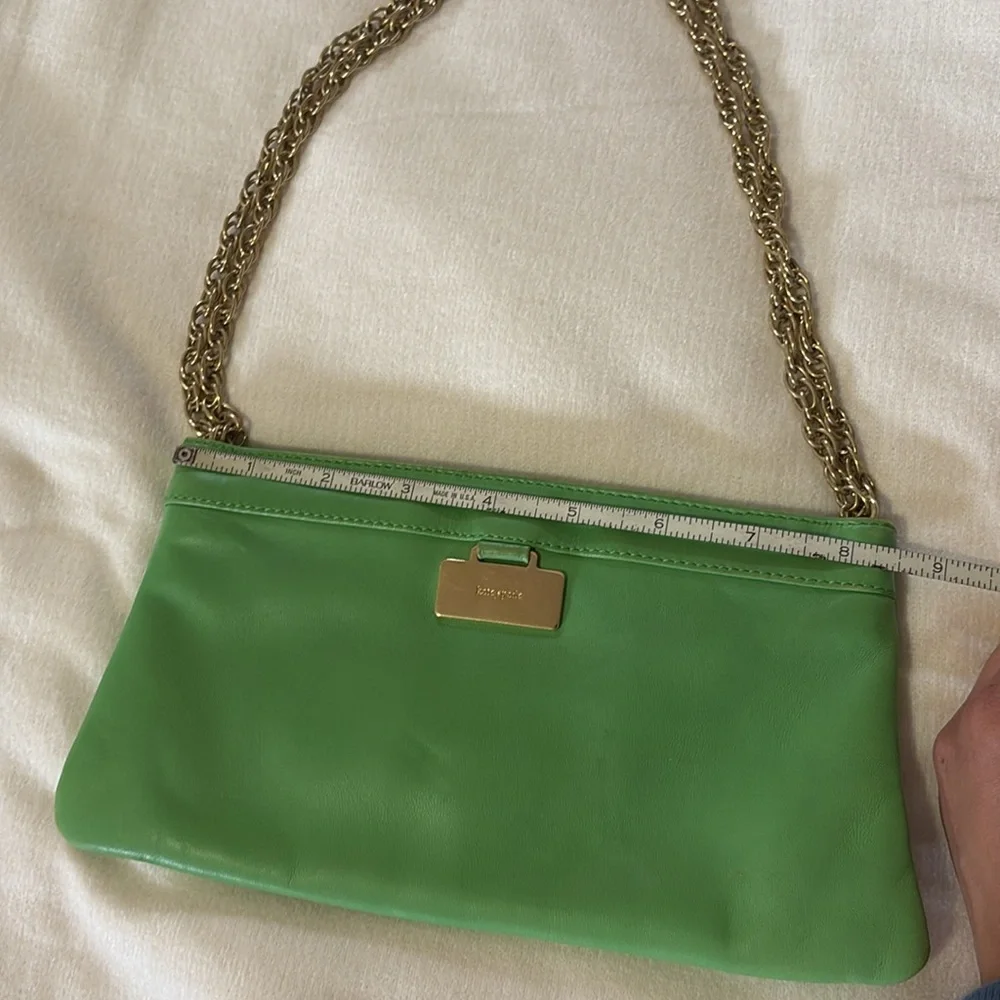 Kate Spade Mini Shoulder Bag Green Leather with Gold Chain